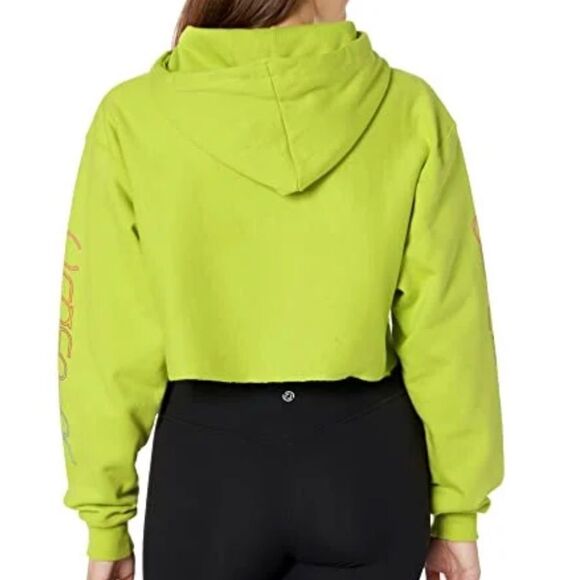 CHAMPION LADIES Reverse Weave Heavyweight Cropped Hoody Rainbow Logo Sweatshirt - Picture 4 of 9